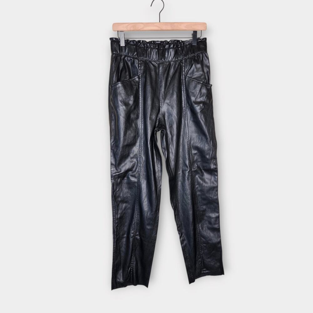 Sundays by wearsundays Black Faux Leather Pants Stretch Waist Women's Medium